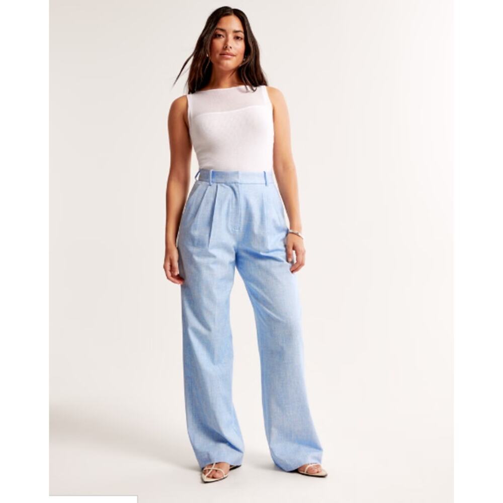 Abercrombie & Fitch SZ 32/14 Curve Love Sloane Tailored Pant Blue NWOT